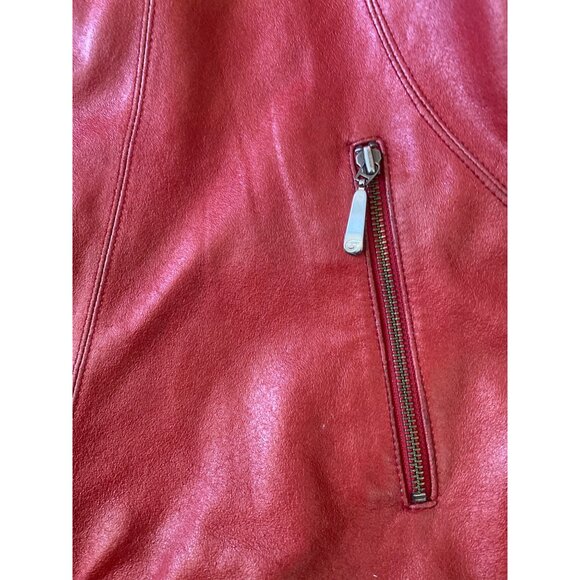 Hein Gericke Women’s Red Leather Moto Jacket Size 16 Zip Front 100% Leather - Picture 16 of 16